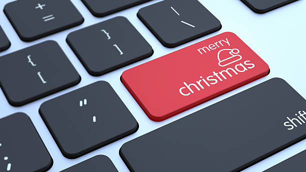 Keyboard with Merry Christmas Key 3D stock photo