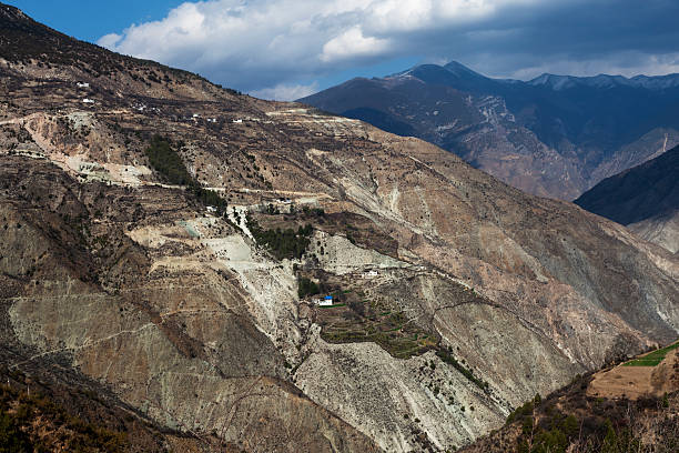Khampa Tibetan Village in High Mountain stock photo