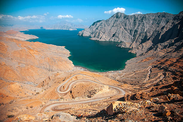 Khor Najd, near Khasab, Musandam peninsula, Oman Khor Najd, a fjord in Musandam peninsula, Oman peninsula stock pictures, royalty-free photos & images