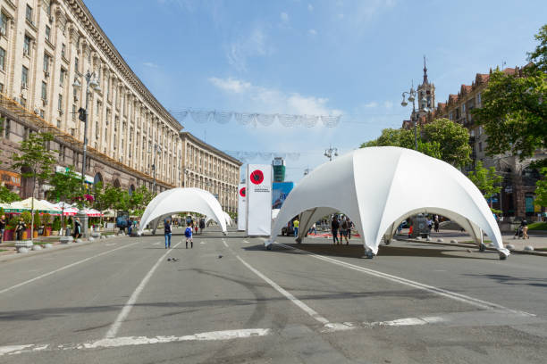 khreshchatyk'a street kiev - ukraine eurovision stok fotoğraflar ve resimler