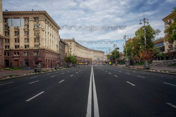 Khreshchatyk Street - Kiev, Ukraine stock photo