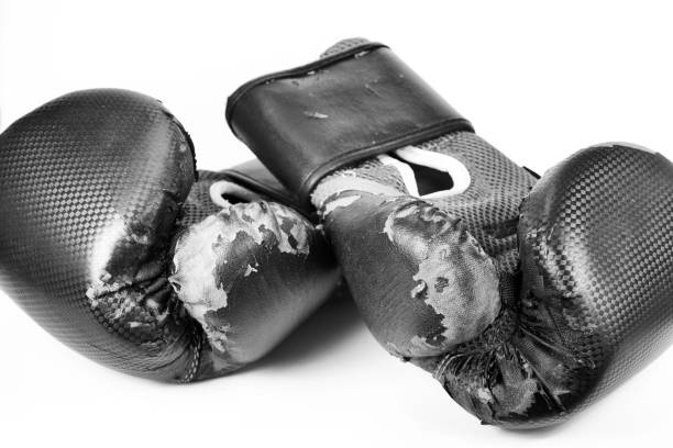 Kickboxing Gloves Showing Wear and Tear stock photo