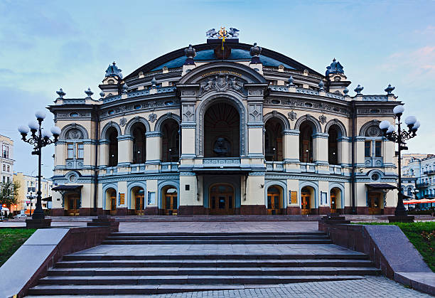 Kiev Opera Front Ukraine capital Kiev city national opera house front view at sunrise 1901 stock pictures, royalty-free photos & images