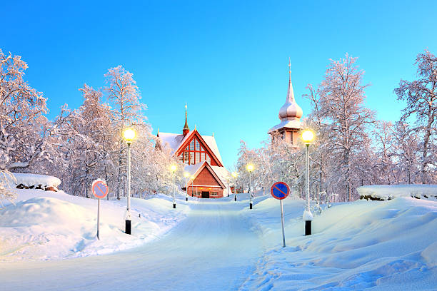 Kiruna cathedral Sweden stock photo