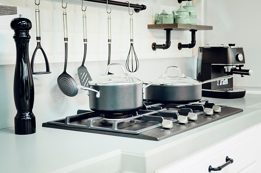 Kitchen Accessories Dishes Modern Kitchen Interior Stock Photo - Download  Image Now - iStock
