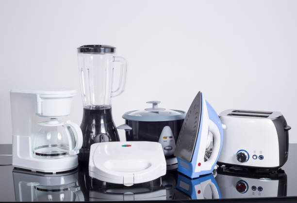 Kitchen Appliances on a neutral background stock photo