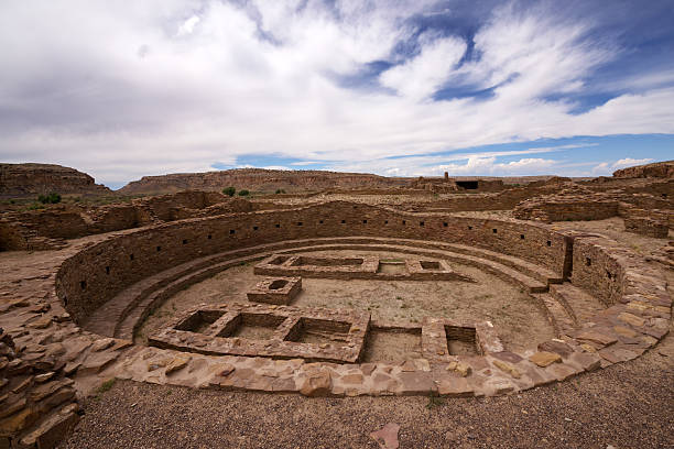 Kiva Ruins at Pueblo Bonito stock photo