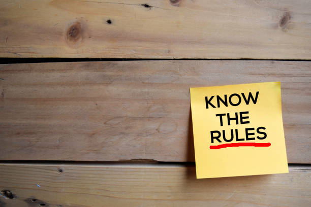 Know the Rules text on sticky notes with wooden background stock photo