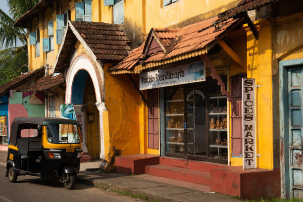 Kochi historic and famous street and spices market, India stock photo
