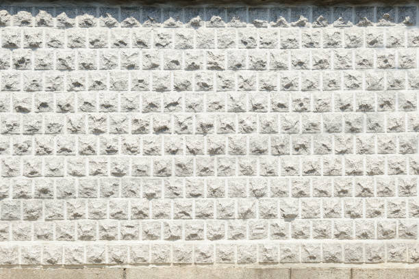Korean traditional wall. Stone wall texture background. stock photo