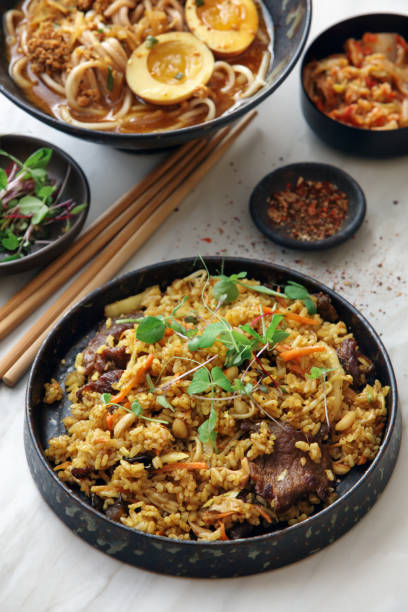 Korean-style Curry Beef Fried Rice stock photo