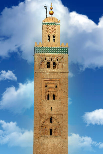Koutoubia Mosque Koutoubia Mosque in the city of Marrakech in Morocco, representative of Almohad art. koutoubia mosque stock pictures, royalty-free photos & images
