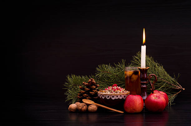 Kutia. Traditional Christmas sweet in Ukraine. Kutia. Traditional Christmas sweet meal in Ukraine, Belarus and Poland. Holiday. Copy space, black background orthodox church stock pictures, royalty-free photos & images