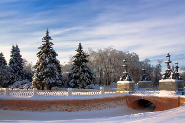 Kuzminki Manor in Moscow on a winter day stock photo