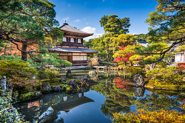 Kyoto Kyoto, Japan - November 19, 2012: Fall at Ginkaku-ji Temple of the Silver Pavilion. The site was originally intended as a villa but was turned into a Buddhist complex in 1490. kyoto prefecture stock pictures, royalty-free photos & images