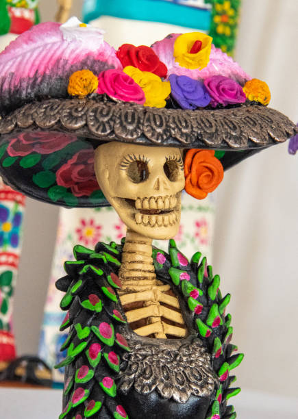 La Catrina Dolls, at Day of the Dead celebration in Patzcuaro, State of Michoacan, Mexico stock photo