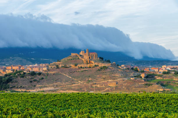La Rioja. Spain. Vineyards and beautiful views of the ancient city Briones. stock photo