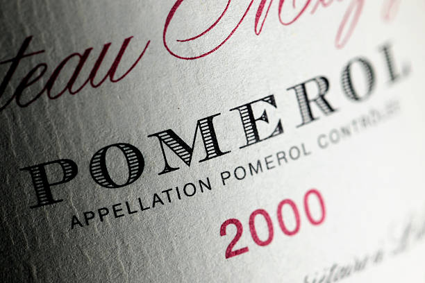 Label of a Bordeaux wine bottle "Pomerol"  2000 stock photo