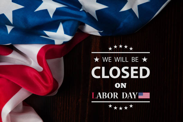 Labor Day Background Design. We will be Closed on Labor Day. stock photo