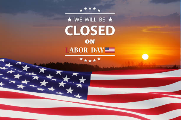 Labor Day Background Design. We will be Closed on Labor Day. stock photo