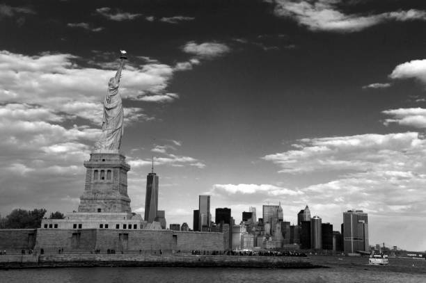 Lady Liberty and the City stock photo