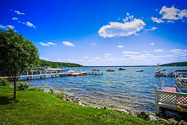 Lake Geneva in Wisconsin stock photo