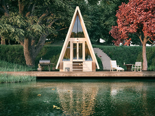 Lake House Lake side wooden triangle house cottage stock pictures, royalty-free photos & images