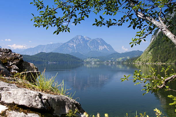Lake in mountains panorama Beautiful panorama of the lake in the mountains ausseerland stock pictures, royalty-free photos & images