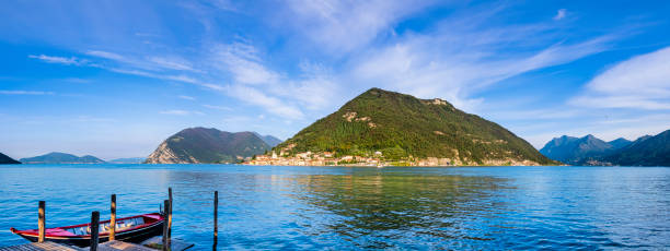 Lake Iseo & Monte Isola, Lombardy, Italy stock photo