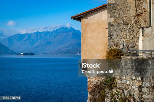 istock Lake Maggiore winter panorama from St. Caterina del Sasso Hermitage. Color image 1364228741