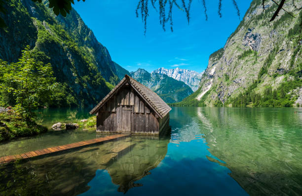 Lake Obersee, Berchtesgaden, on a sunny summer day stock photo