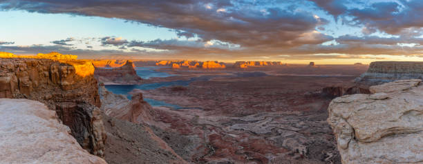 Lake Powell sunset in Page, AZ stock photo