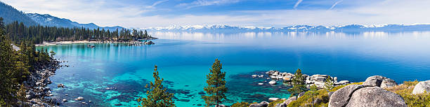 Lake Tahoe Lake Tahoe panorama californian sierra nevada stock pictures, royalty-free photos & images