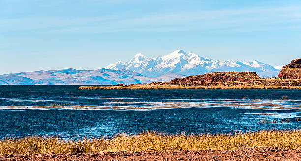 Lake Titicaca from the bolivian side stock photo