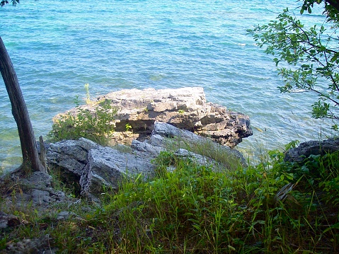 Lake View From The Cliffs At Cave Point In Door County