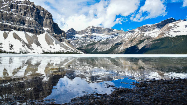 Lake with reflection in water. Rocky Mountains stock photo