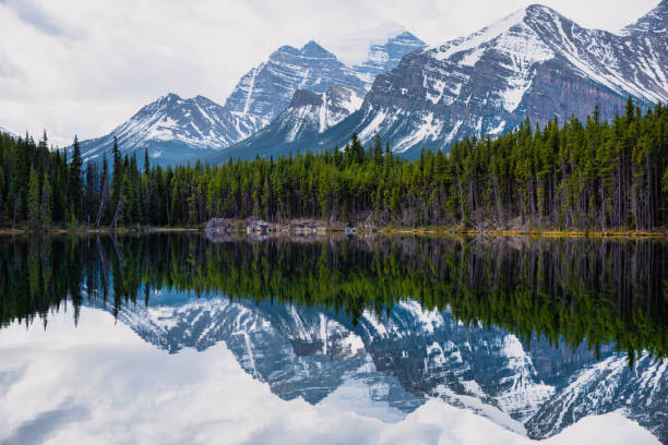 Lake with reflection. Rocky Mountains stock photo