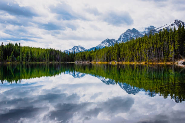 Lake with reflection. Rocky Mountains stock photo