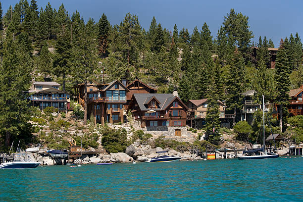 Lakefront Homes, California stock photo