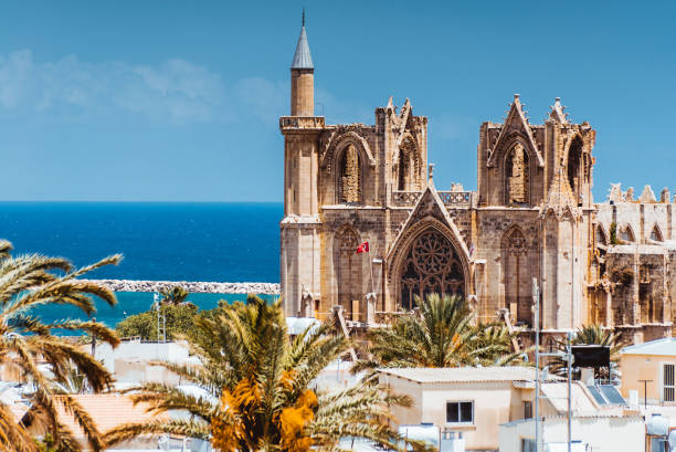 Lala Mustafa Pasha Mosque, former Latin Cathedral of St. Nicholas in Famagusta, Cyprus. Lala Mustafa Pasha Mosque, former Latin Cathedral of St. Nicholas in Famagusta, Cyprus. historic district stock pictures, royalty-free photos & images