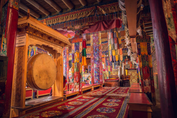 Lamayuru Monastery The Lamayuru Monastery - the main prayer hall lamayuru stock pictures, royalty-free photos & images