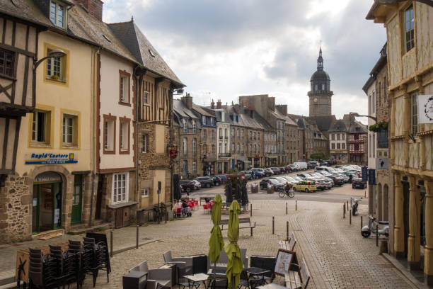 Lamballe town and Martray square stock photo