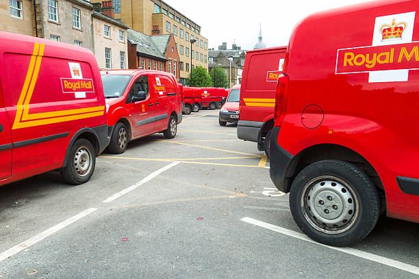 Lancaster: parked Royal Mail vans stock photo