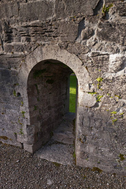 Lancet window, Cong Abbey, County Mayo, Ireland Cong Abbey is noted for Early Gothic architecture and masonry.  Here is an example of a graceful arch and lancet window in a remnant wall bathed in morning light. michael stephen wills cong stock pictures, royalty-free photos & images
