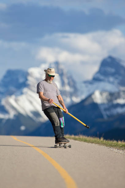 Land Paddle Skateboarding in Canada stock photo