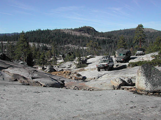Land Rovers on the Rubicon Trail stock photo
