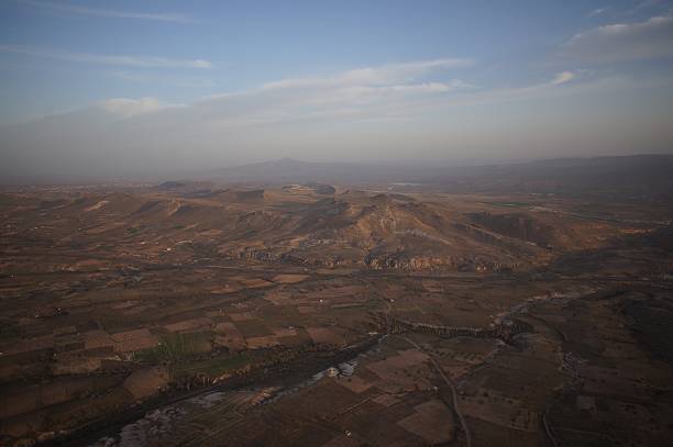 Landscape Cappadocia mountain from above stock photo