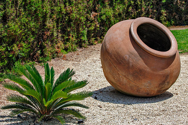 Landscape design with vintage amphora stock photo