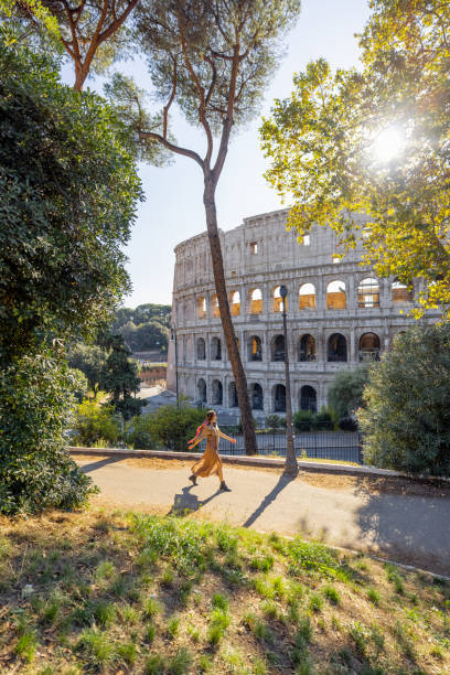 Landscape of Coliseum in Rome stock photo