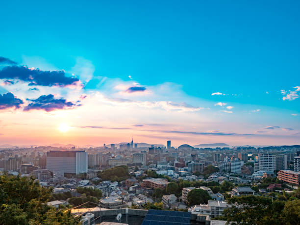 landscape of Fukuoka city landscape of Fukuoka city horizon over land stock pictures, royalty-free photos & images